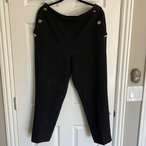 Zara straight leg elastic waist pants with gold button details